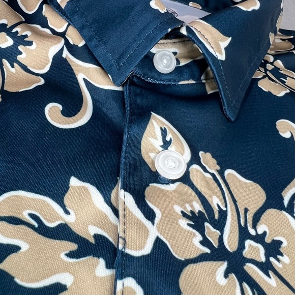 REYN SPOONER Men's XL Hawaiian Floral Print Polyester Short Sleeve Polo Shirt - Picture 5 of 12